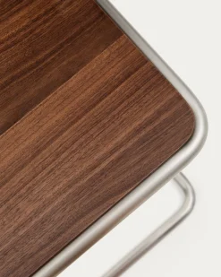 Kave Home Bijzettafel Tarsel Walnootfineer met RVS Frame 42x47cm