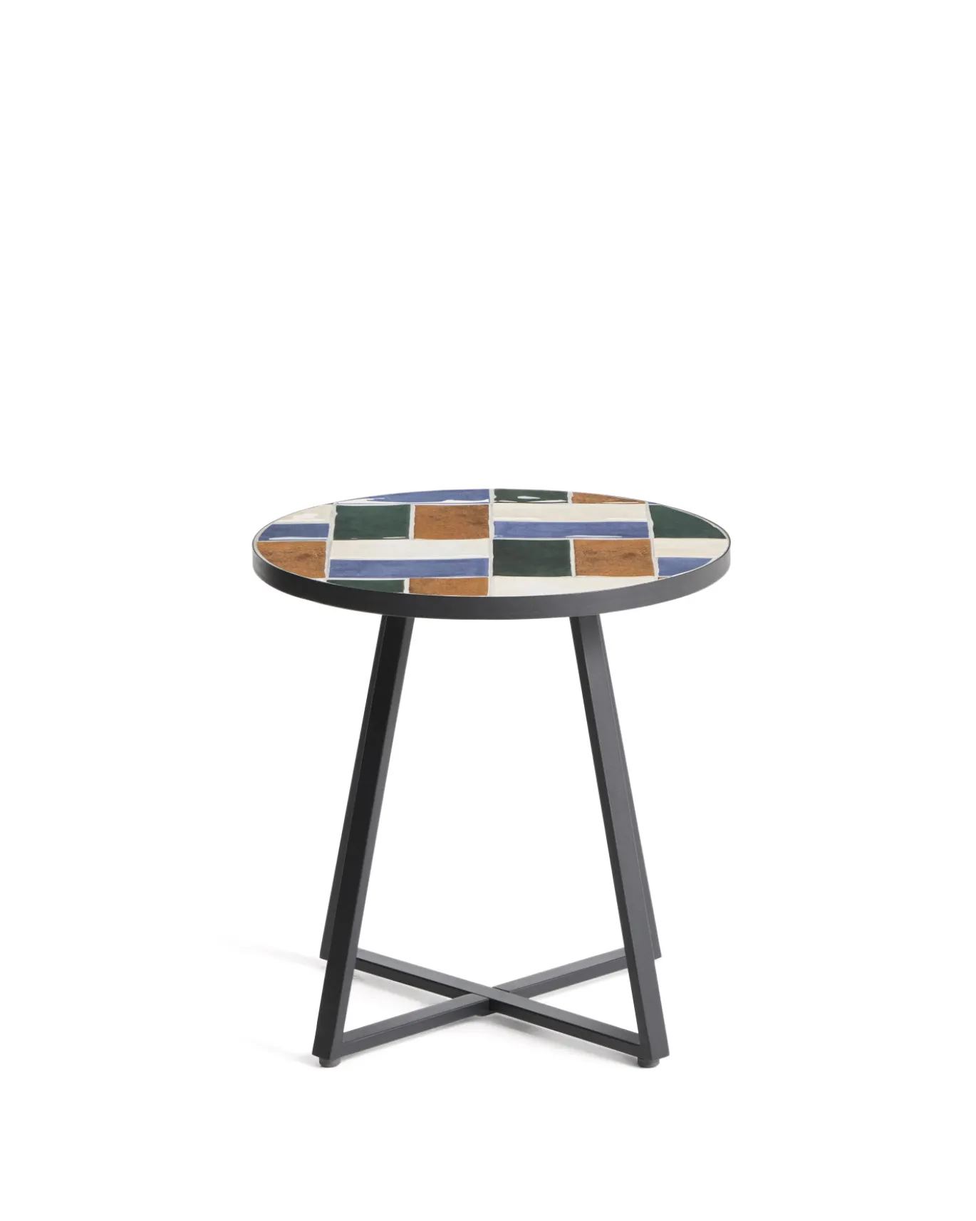 Kave Home Bijzettafel Tella Outdoor Staal Tegels Meerkleurig Ø90cm