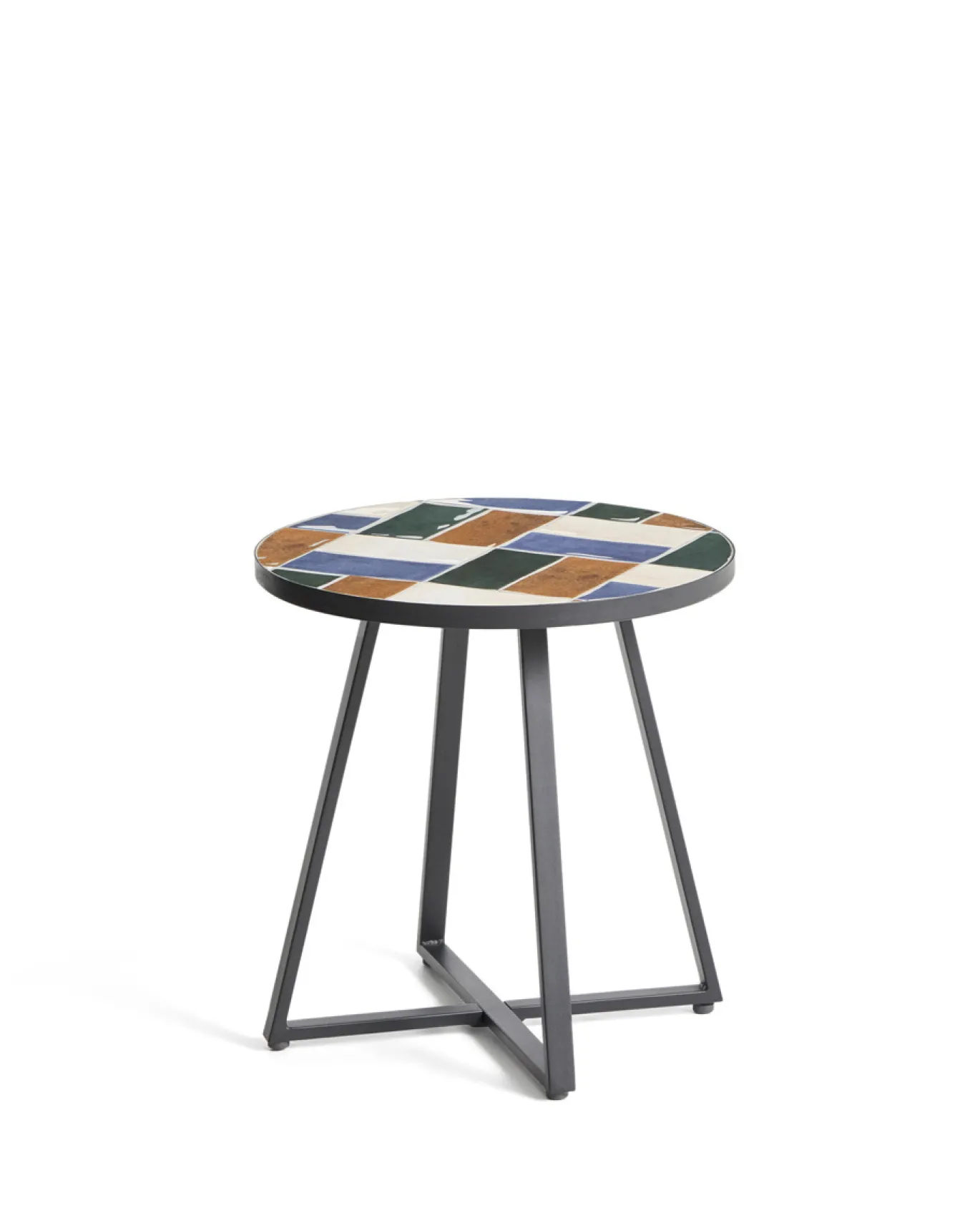 Kave Home Bijzettafel Tella Outdoor Staal Tegels Meerkleurig Ø90cm