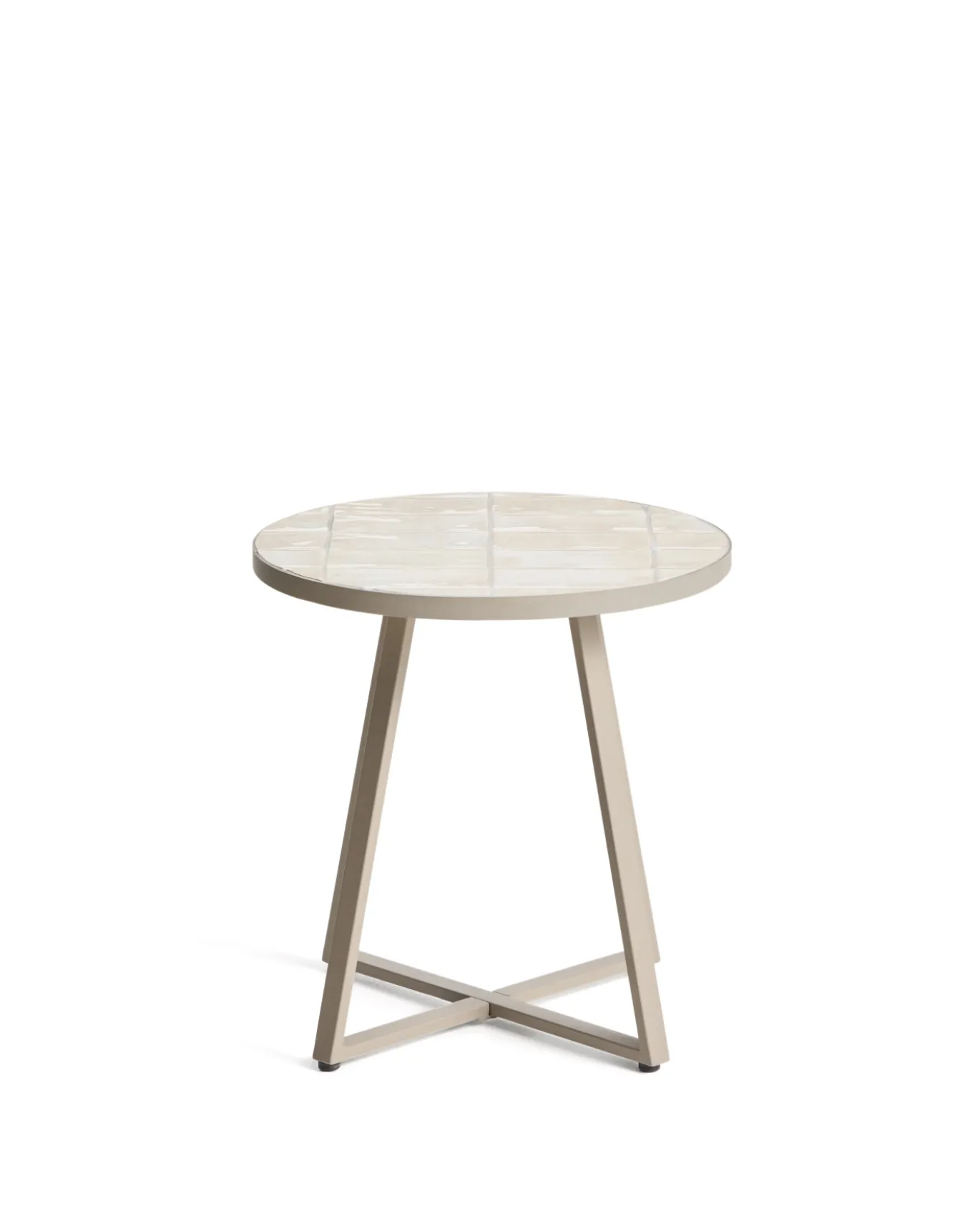 Kave Home Bijzettafel Tella Outdoor Staal Tegels Beige Ø90cm