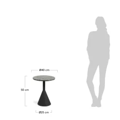 Kave Home Bijzettafeltje Delano Zwart Terrazzo Ø40cm