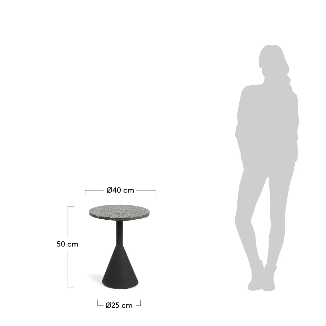 Kave Home Bijzettafeltje Delano Zwart Terrazzo Ø40cm