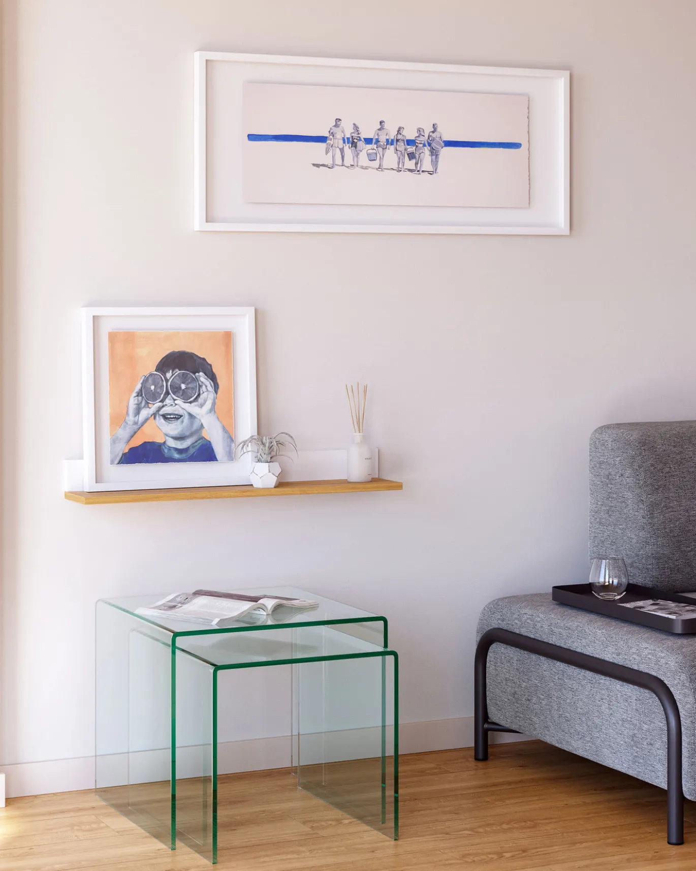 Kave Home Bijzettafeltjes Burano Set 2 Glas