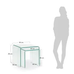Kave Home Bijzettafeltjes Burano Set 2 Glas