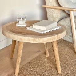 Kave Home Bijzettafeltje Wellcres Massief Regenboomhout Ø65cm