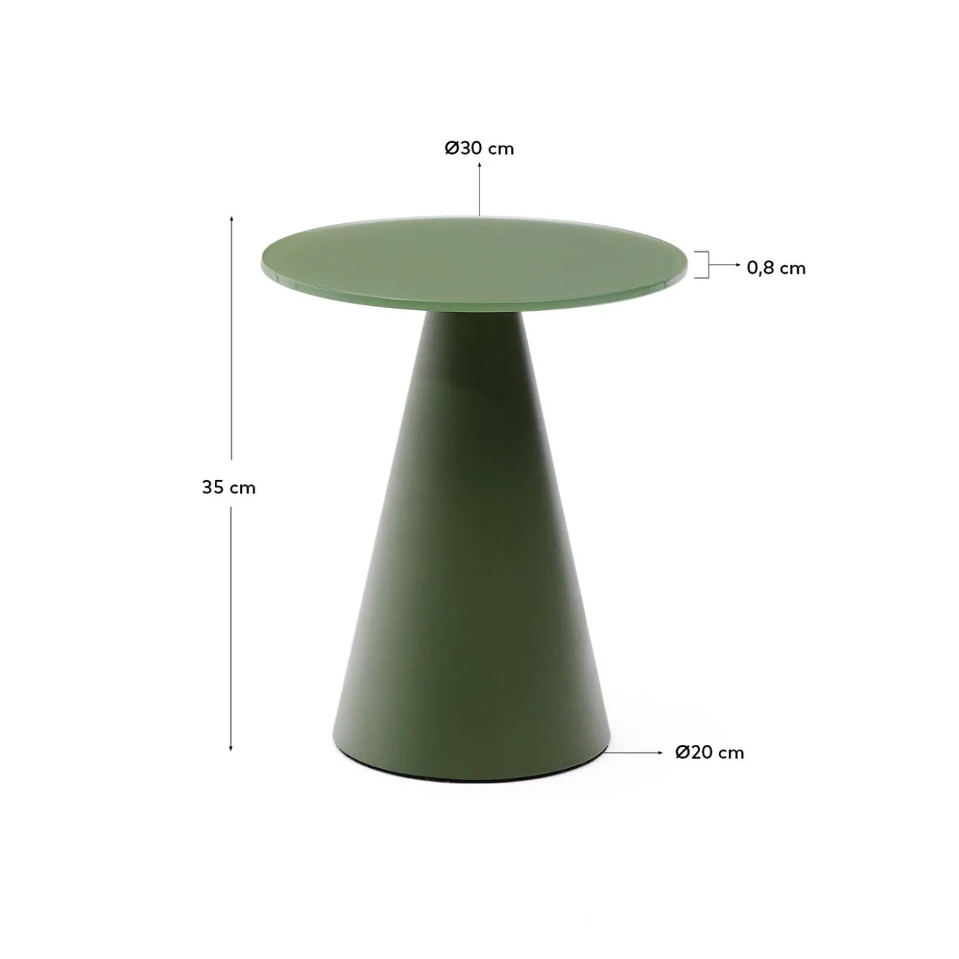 Kave Home Bijzettafel Wilshire Glas Groen Ø30cm