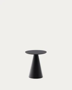 Kave Home Bijzettafel Wilshire Mat Gehard Glas en Mat Zwart Gelakt Staal Ø35cm