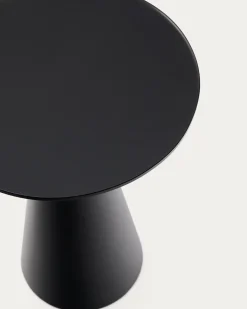 Kave Home Bijzettafel Wilshire Mat Gehard Glas en Mat Zwart Gelakt Staal Ø35cm