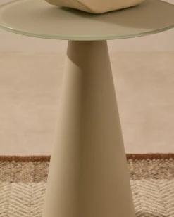 Kave Home Bijzettafel Wilshire Mat Gehard Glas en Mat Grijs Gelakt Staal Ø35cm