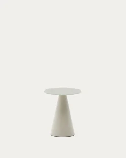 Kave Home Bijzettafel Wilshire Mat Gehard Glas en Mat Grijs Gelakt Staal Ø35cm