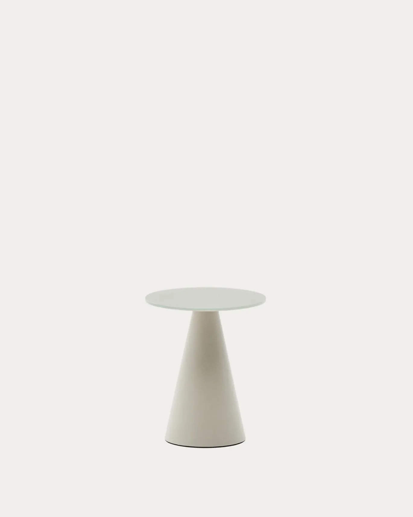 Kave Home Bijzettafel Wilshire Mat Gehard Glas en Mat Grijs Gelakt Staal Ø35cm
