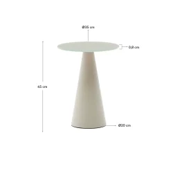Kave Home Bijzettafel Wilshire Mat Gehard Glas en Mat Grijs Gelakt Staal Ø35cm