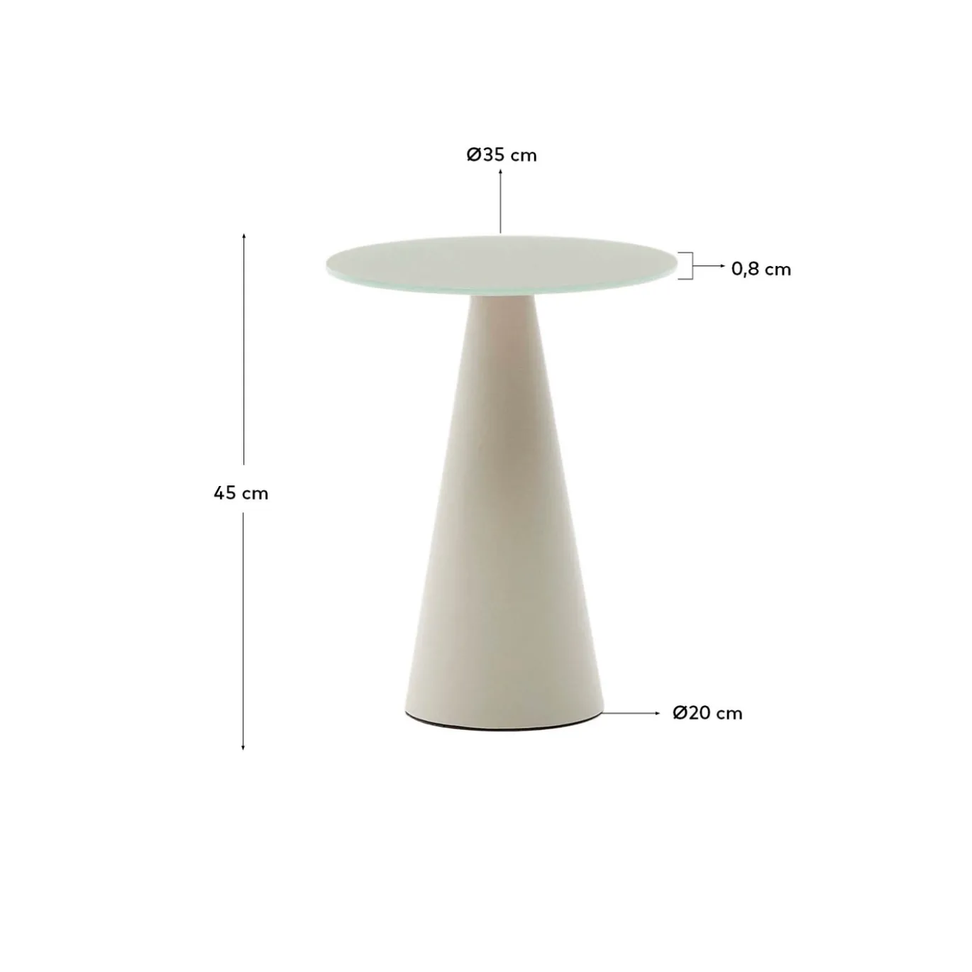 Kave Home Bijzettafel Wilshire Mat Gehard Glas en Mat Grijs Gelakt Staal Ø35cm