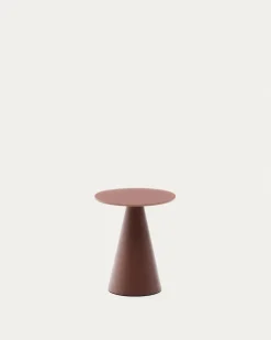 Kave Home Bijzettafel Wilshire Gehard Glas En Terracotta Gelakt Staal Ø35cm