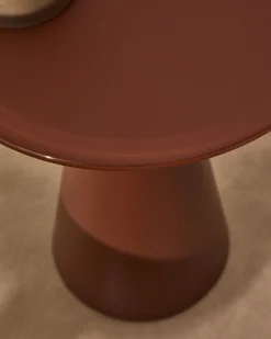 Kave Home Bijzettafel Wilshire Gehard Glas En Terracotta Gelakt Staal Ø35cm