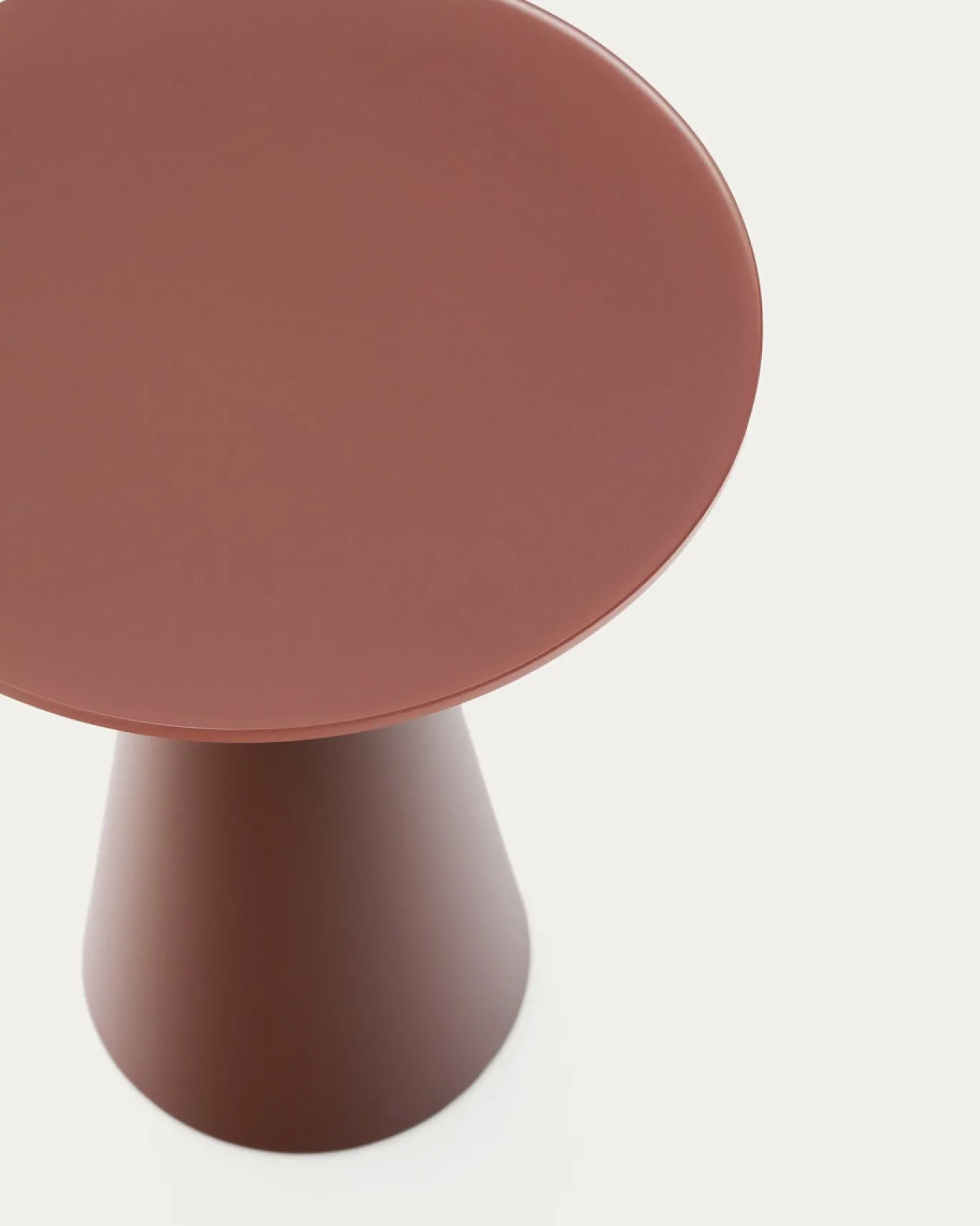 Kave Home Bijzettafel Wilshire Gehard Glas En Terracotta Gelakt Staal Ø35cm