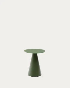 Kave Home Bijzettafel Wilshire Gehard Glas En Groen Gelakt Staal Ø35cm