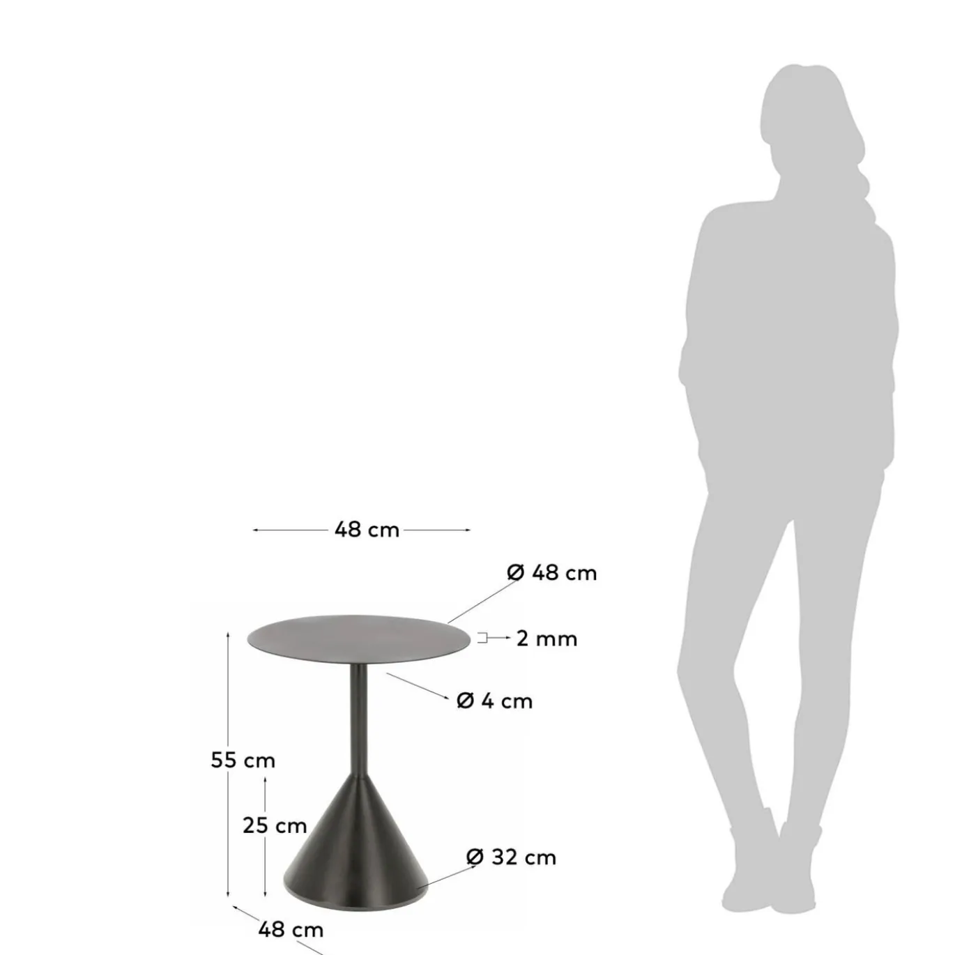 Kave Home Bijzettafel Yinan Ø48cm Zwart