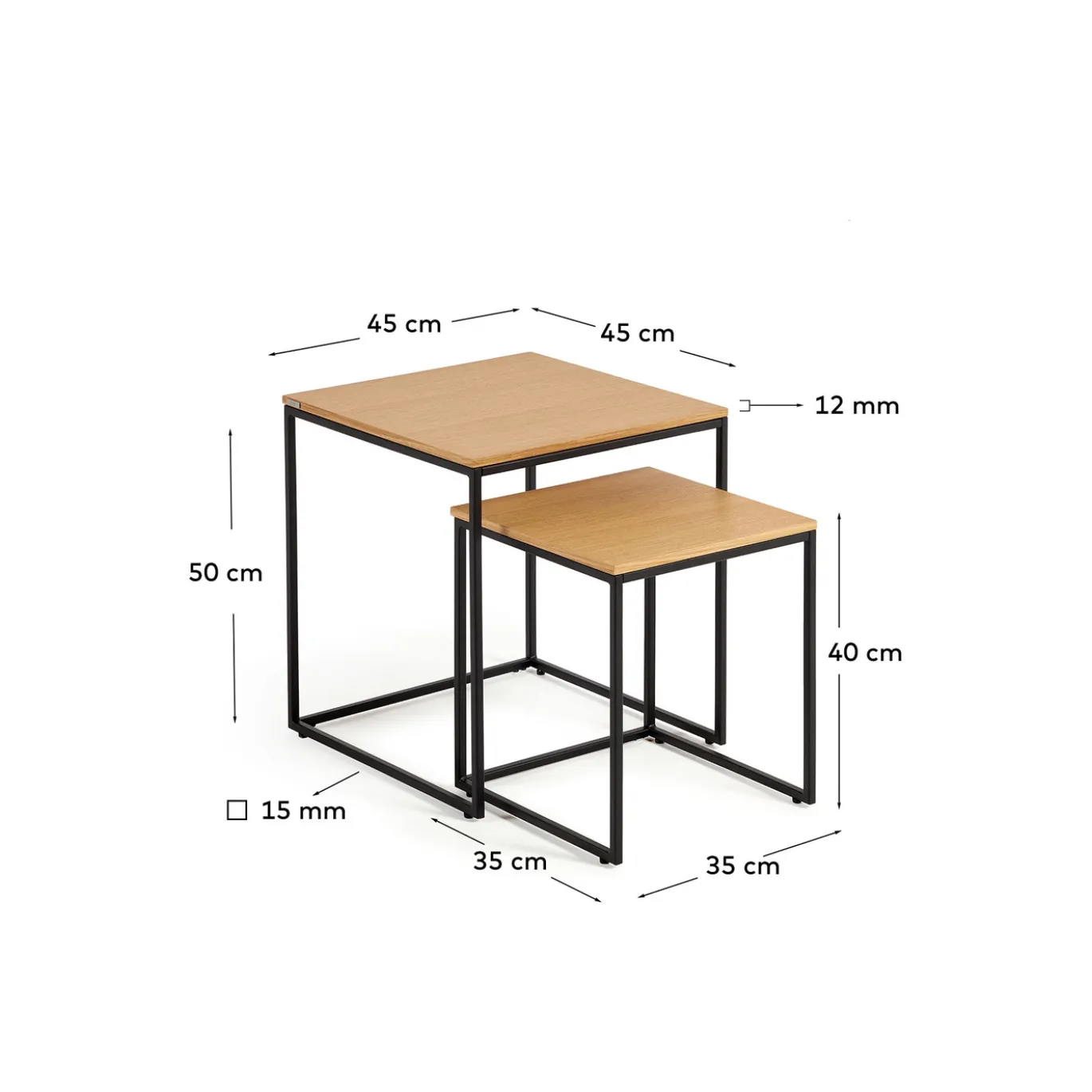 Kave Home Bijzettafel Yoana Set van 2 Naturel Eikenfineer