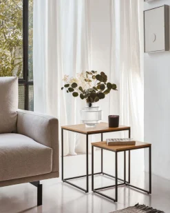 Kave Home Bijzettafel Yoana Set van 2 Naturel Eikenfineer