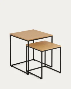 Kave Home Bijzettafel Yoana Set van 2 Naturel Eikenfineer