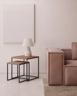 Kave Home Bijzettafel Yoana Set van 2 Bruin Walnootfineer