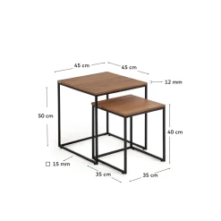 Kave Home Bijzettafel Yoana Set van 2 Bruin Walnootfineer