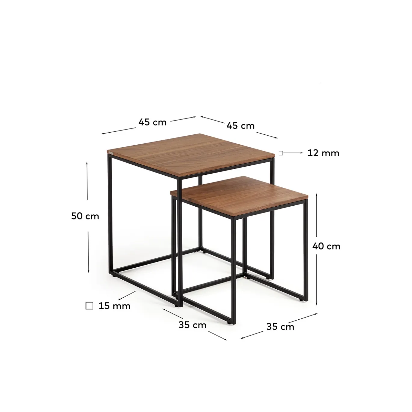 Kave Home Bijzettafel Yoana Set van 2 Bruin Walnootfineer