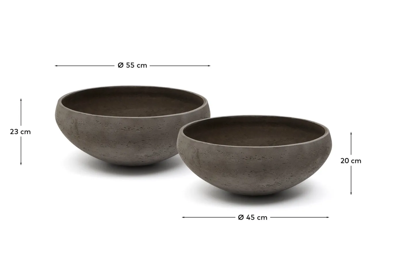 Kave Home Bloempot Nura Donkergrijs Set van 2