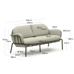 Kave Home Buitenbank Joncols 2-Zits Aluminium Groen Gelakt 164cm