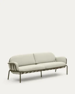 Kave Home Buitenbank Joncols 3-Zits Aluminium Groen Gelakt 225cm