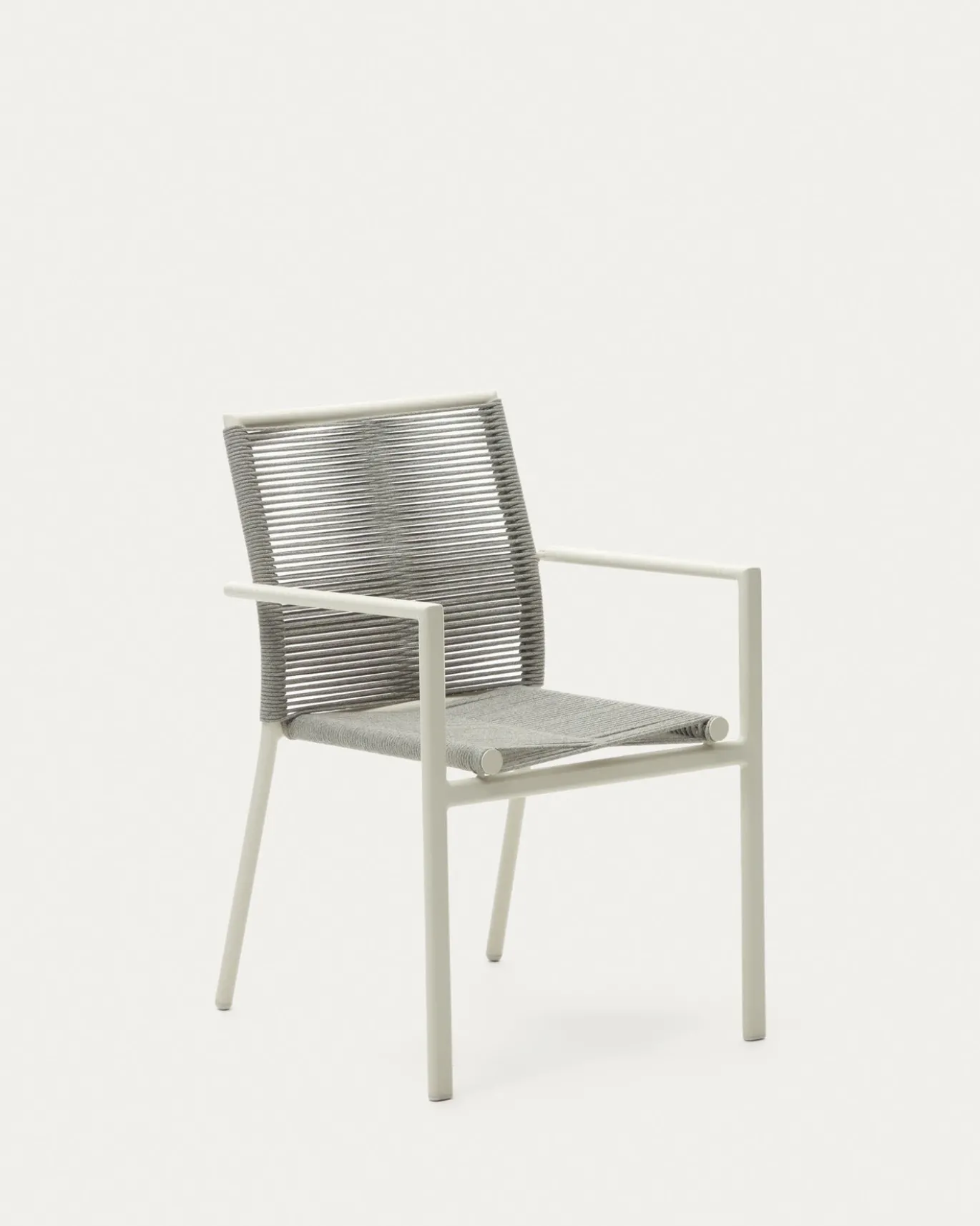 Kave Home Buitenstoel Culip Touw en Wit Aluminium