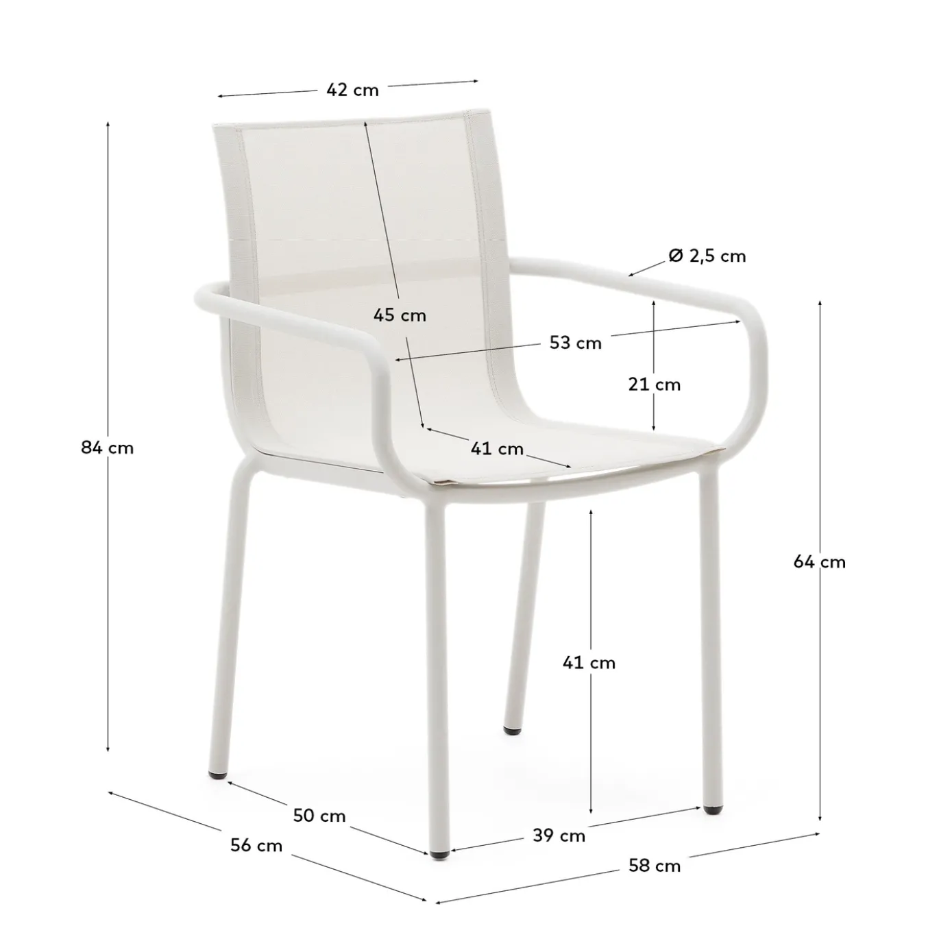 Kave Home Buitenstoel Galdana Stapelbaar Aluminium Wit