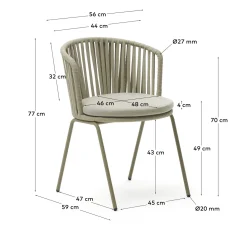 Kave Home Buitenstoel Saconca Touw Groen Gelakt