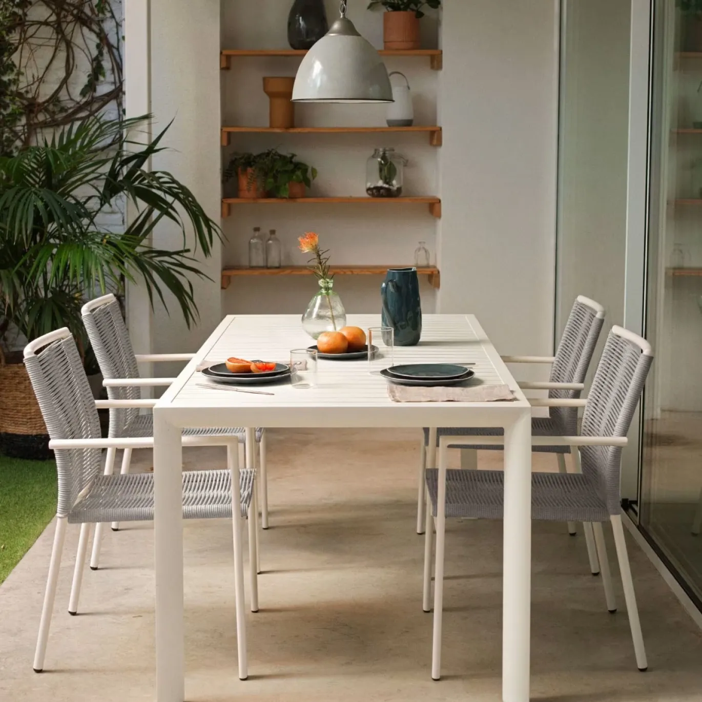 Kave Home Buitentafel Culip Aluminium Wit 220x100cm