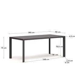 Kave Home Buitentafel Culip Aluminium Grijs 180x90cm