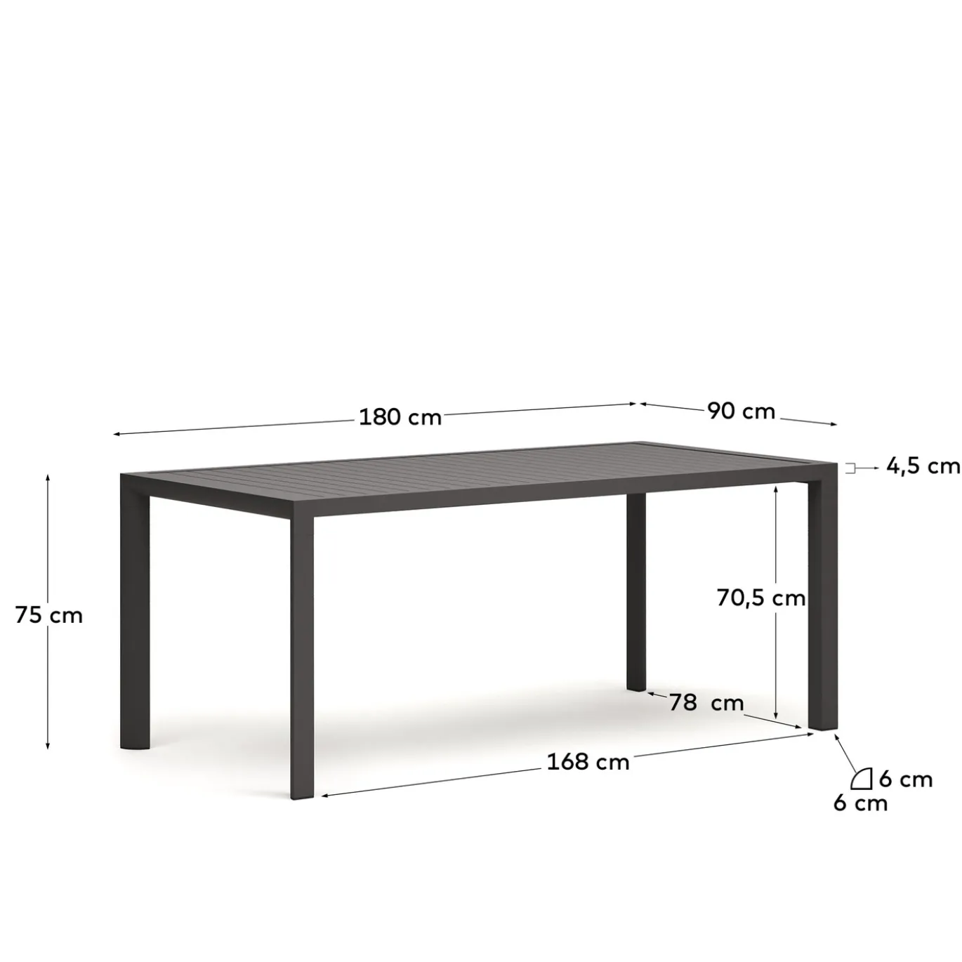 Kave Home Buitentafel Culip Aluminium Grijs 180x90cm