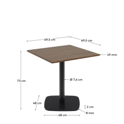 Kave Home Buitentafel Dina Bruin Notenhout Melamine 70x70cm