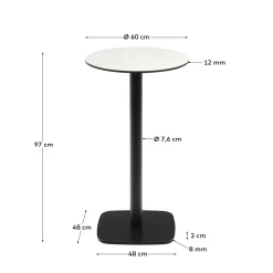 Kave Home Buitentafel Dina Rond Hoog Wit Ø60x96cm