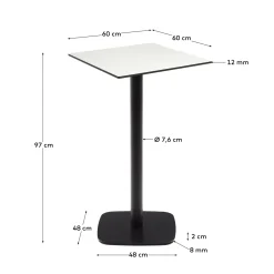 Kave Home Buitentafel Dina Wit Hoog 60x60x96cm