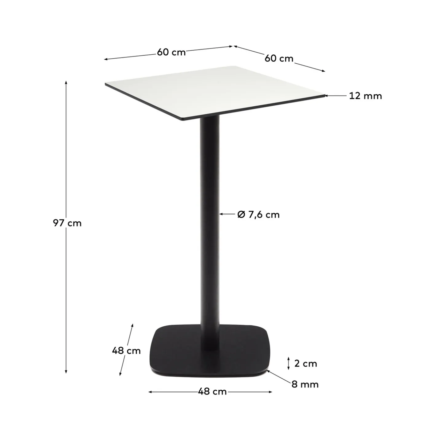 Kave Home Buitentafel Dina Wit Hoog 60x60x96cm