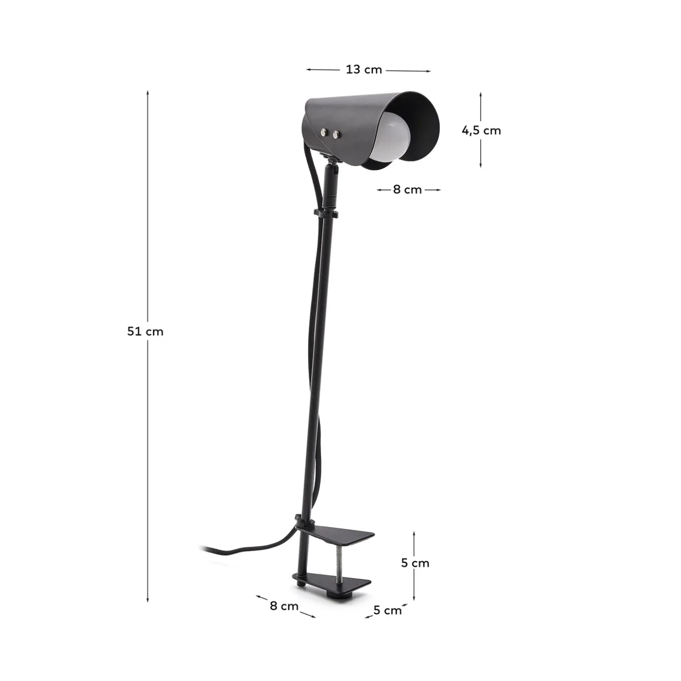 Kave Home Bureaulamp Jula Zwart met Klem