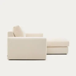 Kave Home Chaise Longue Bank Alea Chenille Ecru 3-Zits Rechts