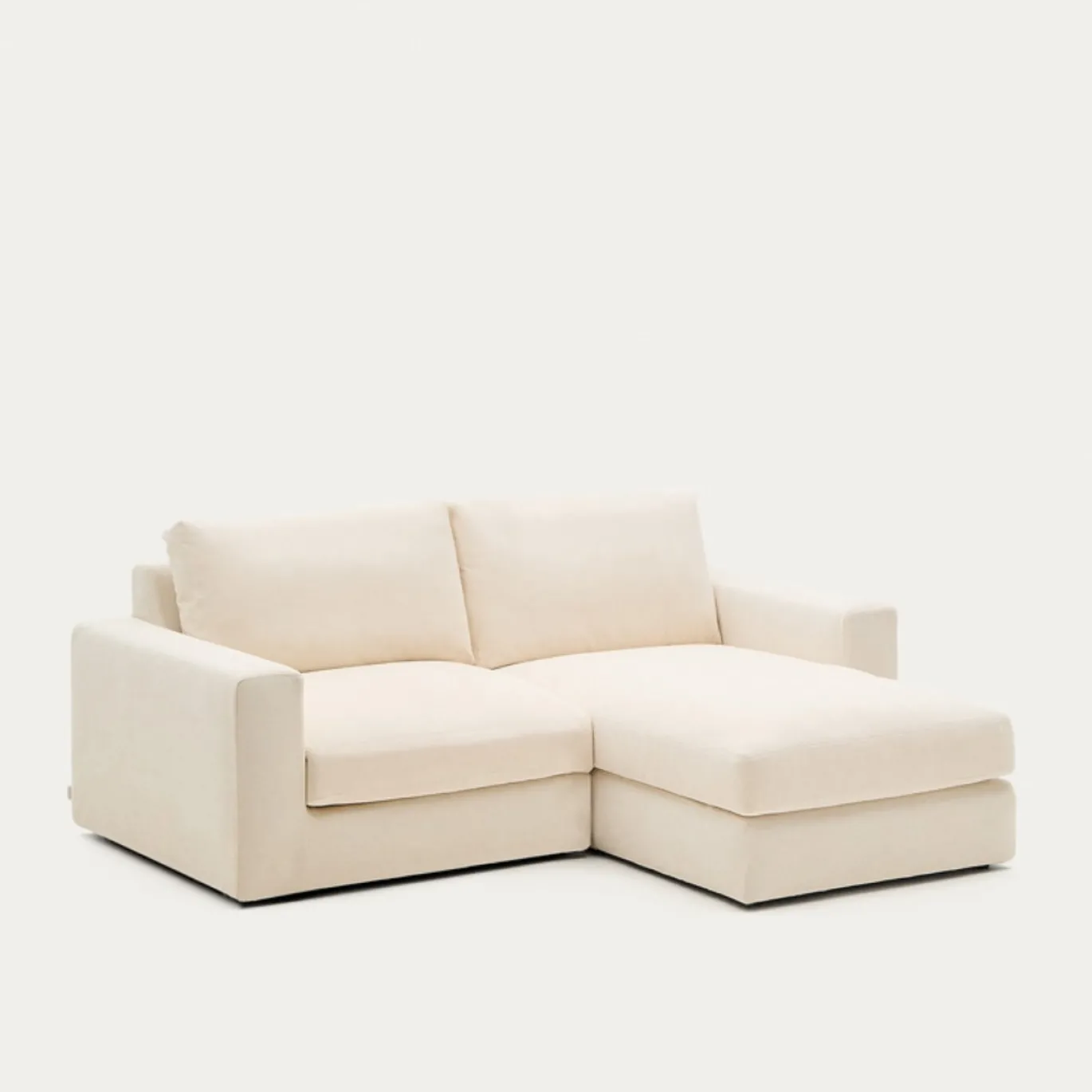 Kave Home Chaise Longue Bank Alea Chenille Ecru 3-Zits Rechts