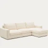 Kave Home Chaise Longue Bank Alea Chenille Ecru 4-Zits Rechts