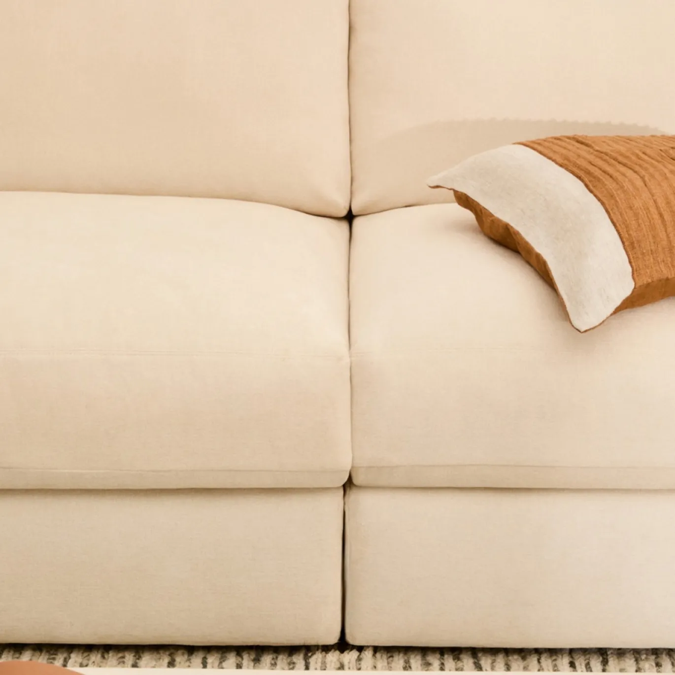 Kave Home Chaise Longue Bank Alea Chenille Ecru 4-Zits Rechts