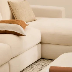Kave Home Chaise Longue Bank Alea Chenille Ecru 4-Zits Rechts