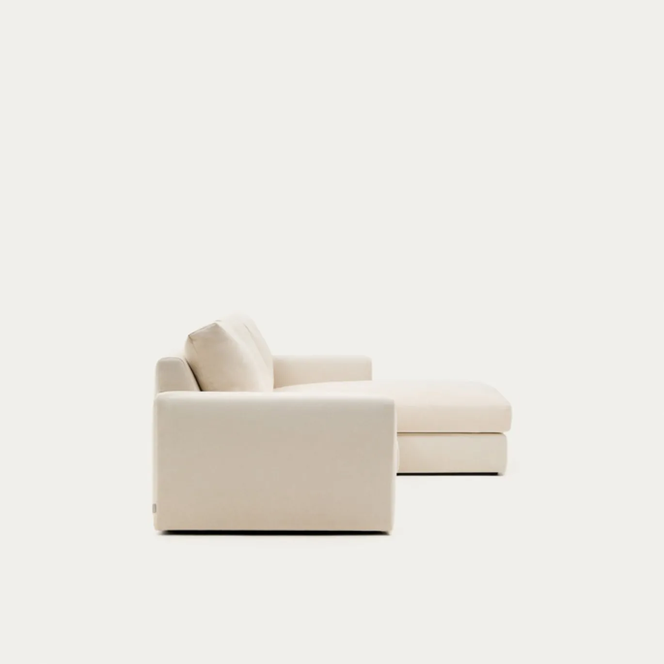 Kave Home Chaise Longue Bank Alea Chenille Ecru 4-Zits Rechts