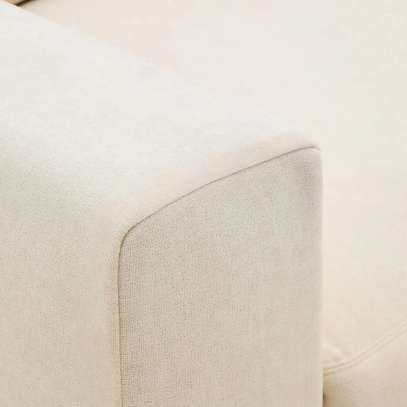 Kave Home Chaise Longue Bank Alea Chenille Ecru 4-Zits Rechts
