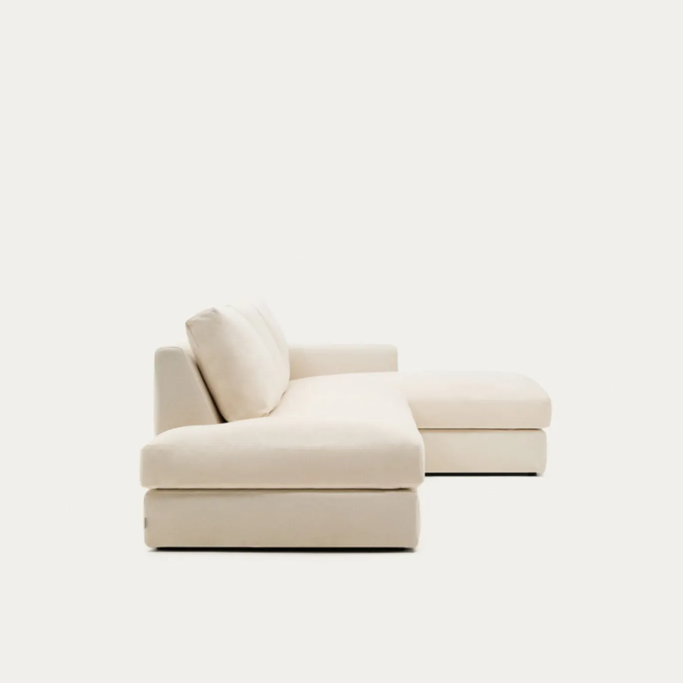 Kave Home Chaise Longue Bank Alea Chenille Ecru 5-Zits Rechts